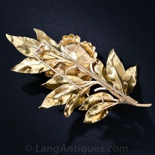 Buccellati Mexican Opal Leaf Brooch 