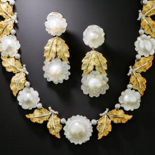 Buccellati Pearl Flower Necklace and Earrings - 3