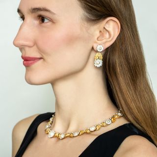 Buccellati Pearl Flower Necklace and Earrings