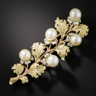 Buccellati Pearl Leaf Brooch - 1
