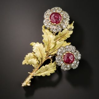 Buccellati Ruby and Diamond Flower Brooch