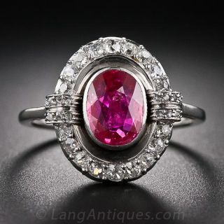 Burma No-Heat Vintage Ruby and Diamond Ring