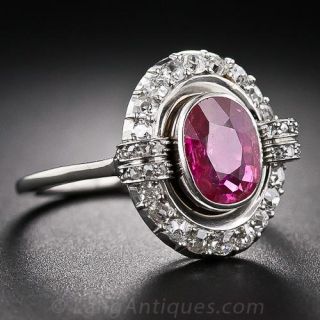 Burma No-Heat Vintage Ruby and Diamond Ring