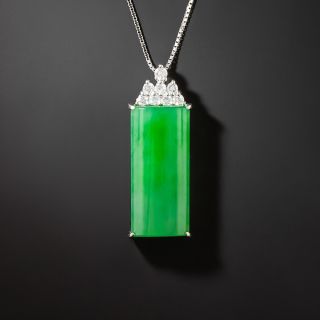 Burmese Jade and Diamond Pendant - 2