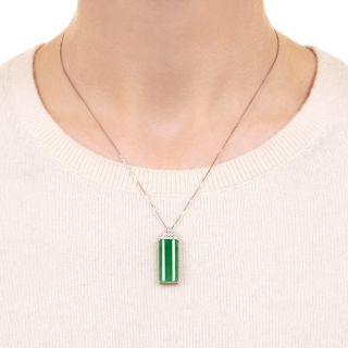 Burmese Jade and Diamond Pendant