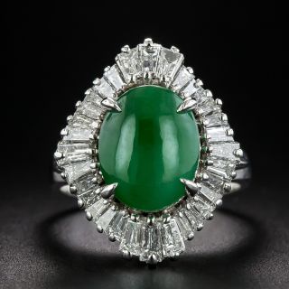 Burmese Jade Cabochon and Diamond Ballerina Ring - 3