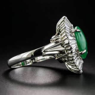 Burmese Jade Cabochon and Diamond Ballerina Ring