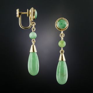 Mid-Century Burmese Jade Drop Earrings