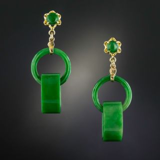  Burmese Jade Interlocking Circle Earrings - 5