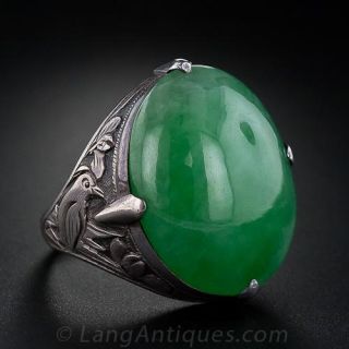 Burmese Jade Ring in Silver