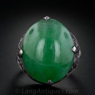 Burmese Jade Ring in Silver