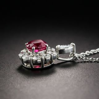 Burmese Ruby Platinum Diamond Pendant