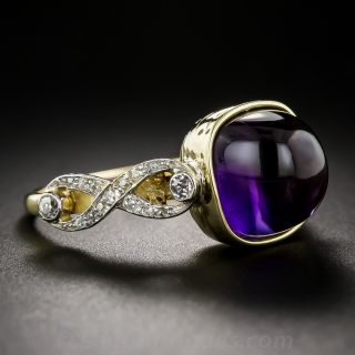 Cabochon Amethyst and Diamond Ring 