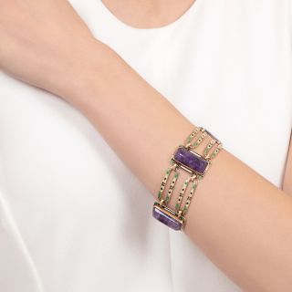 Cabochon Amethyst and Enamel Bracelet, c.1900