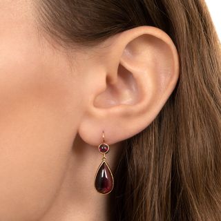 Cabochon Garnet Dangle Earrings 