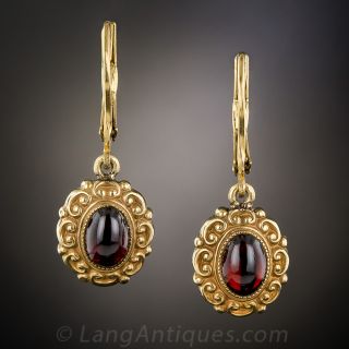 Cabochon Garnet Earrings