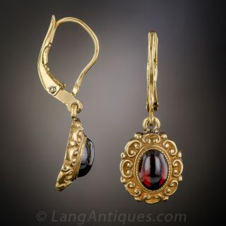 Cabochon Garnet Earrings