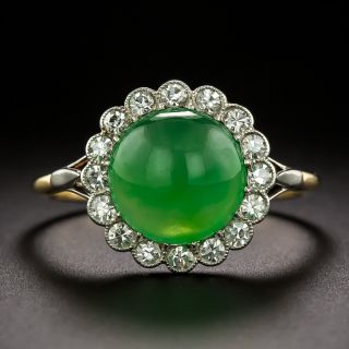 Cabochon Jade and Diamond Halo Ring - 3