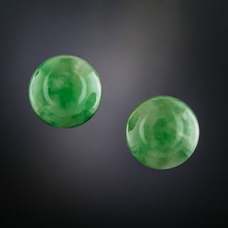 Cabochon Natural Jade Earrings - 2