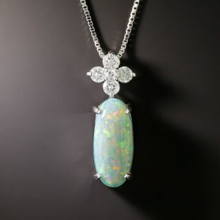 Cabochon Opal and Diamond Pendant  - 2