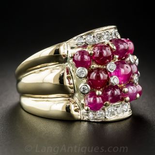 Cabochon Ruby and Diamond Cocktail Ring