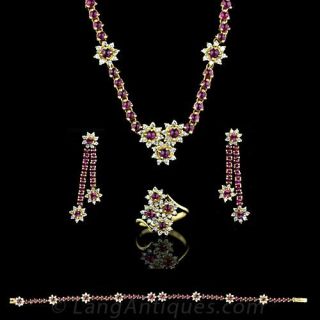 Cabochon Ruby and Diamond Suite Main View