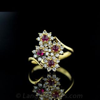 Cabochon Ruby and Diamond Suite