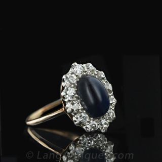 Cabochon Sapphire and Diamond Ring