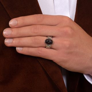 Cabochon Sapphire and Platinum Gents Ring