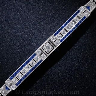 Calibre Sapphire and Diamond Art Deco Bracelet