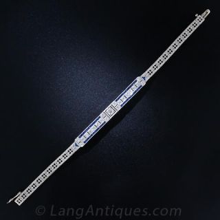 Calibre Sapphire and Diamond Art Deco Bracelet