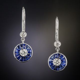 Calibre Sapphire and Diamond Bull's-Eye Earrings 