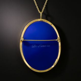 Blue Chalcedony Cameo Pendant / Brooch