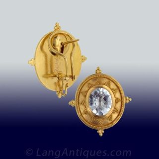Carolyn Tyler 22 Karat Gold and Aquamarine Earrings