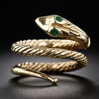 Cartier 18K Gold and Emerald Snake Ring