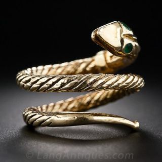 Cartier 18K Gold and Emerald Snake Ring