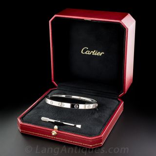 Cartier 18K White Gold Love Bracelet Size 21 with Screwdriver & Original Box - 2