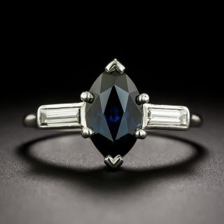 Cartier Art Deco 1.73 Carat Marquise Sapphire and Diamond Ring - GIA: Australian, No Heat - 2