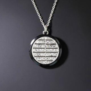 Cartier Art Deco Onyx and Diamond Circle Pendant - 4