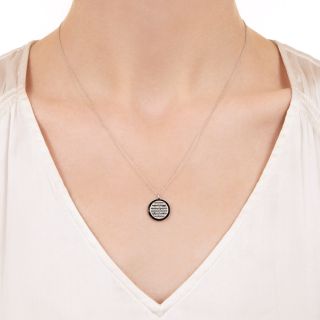 Cartier Art Deco Onyx and Diamond Circle Pendant