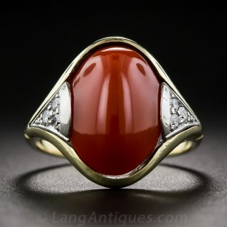 Cartier Coral and Diamond Art Deco Ring