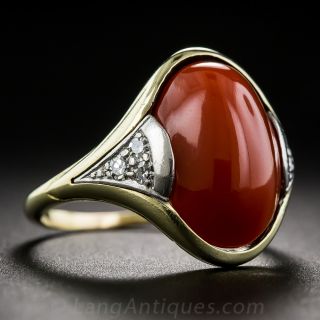 Cartier Coral and Diamond Art Deco Ring