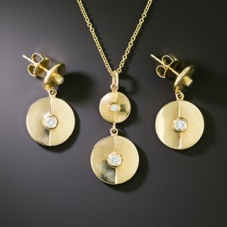 Cartier Diamond Dangle Earrings And Pendant Set - 2