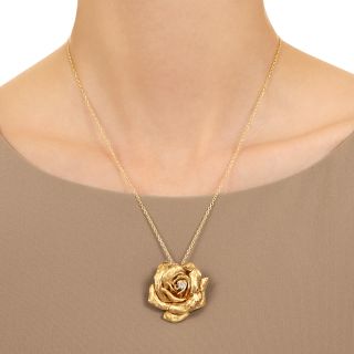 Cartier Diamond-Set Blooming Rose Pendant/Brooch