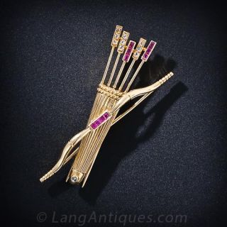 Cartier France Bow and Arrow Brooch