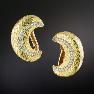 Cartier Mid-Century 18K Diamond Moon Clip Earrings - 5