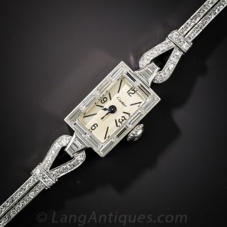 Cartier Platinum and Diamond Mid Century Bracelet Watch - 3