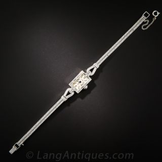 Cartier Platinum and Diamond Mid Century Bracelet Watch