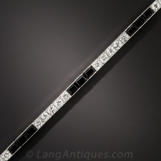 Cartier Platinum Onyx and Diamond Line Bracelet