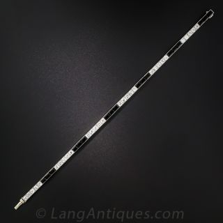 Cartier Platinum Onyx and Diamond Line Bracelet